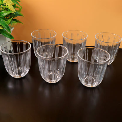 Premium Transparent Glass Tumbler Set (256ml  6 Pc)