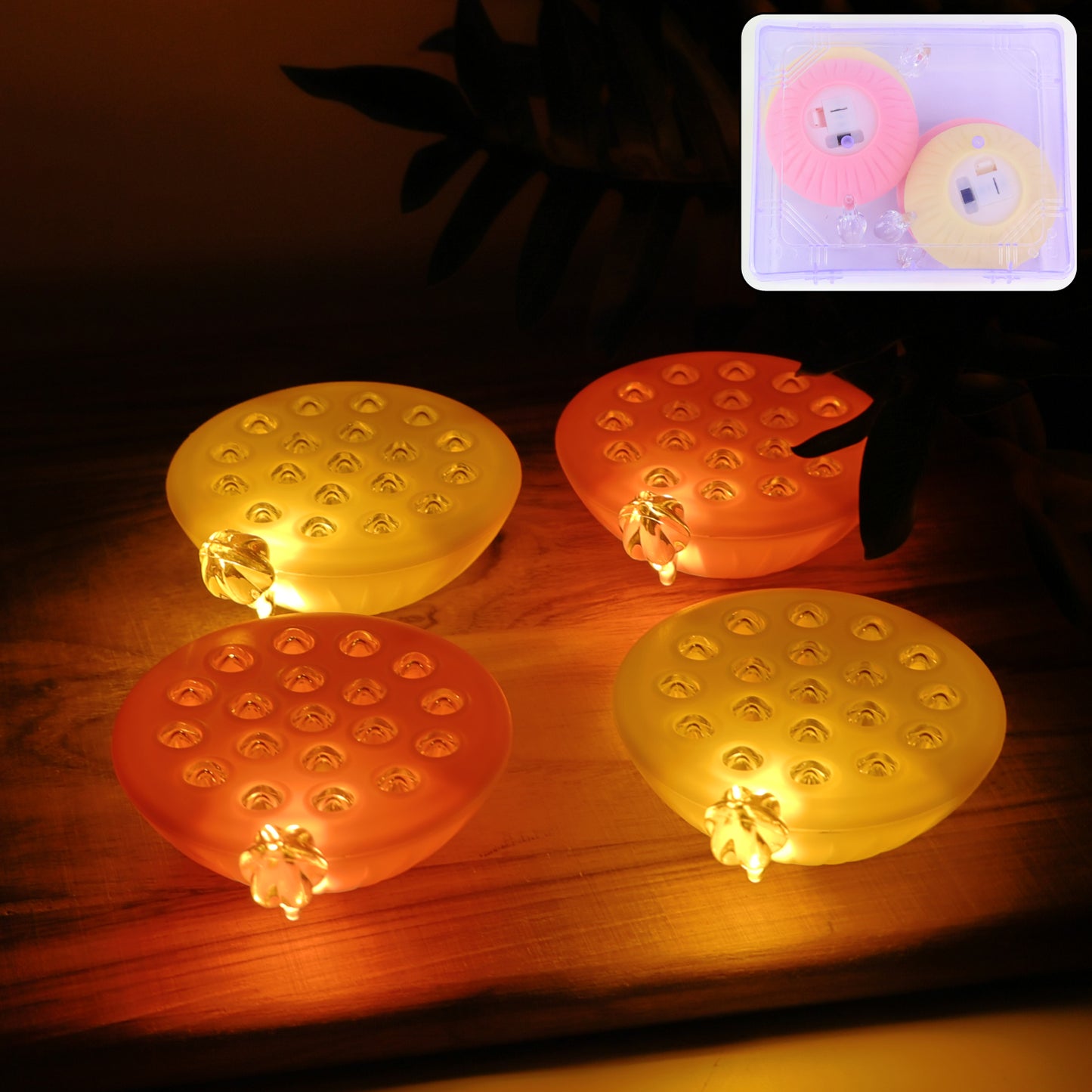 Set Of 4 Lotus Canopy Led Decorative Lamps