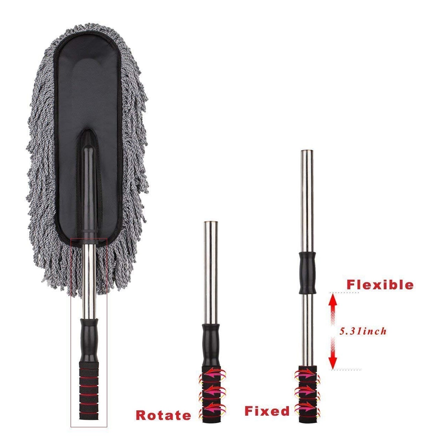 Car Duster Long Retractable soft non-slip handle Multipurpose Microfiber Wash Brush Vehicle Interior And Exterior Cleaning Kit With For Car